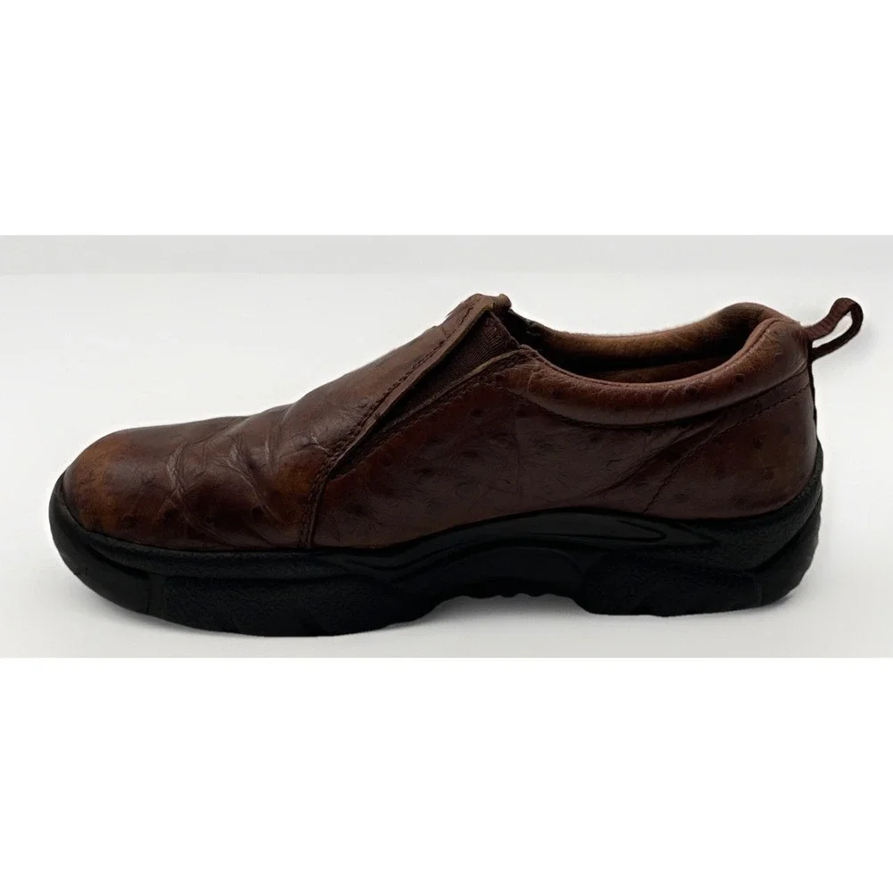 Roper‎ Performance Shoes Leather Brown Ostrich Embossed Slip on Loafers ~ Sz 8
